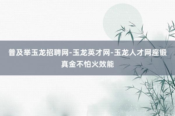 普及举玉龙招聘网-玉龙英才网-玉龙人才网座锻真金不怕火效能